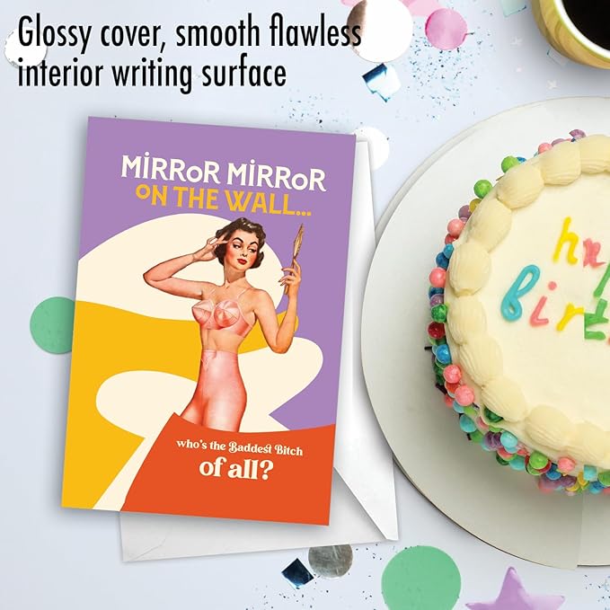 NobleWorks - 1 Sassy Happy Birthday Card Funny - Hilarious Grown-Up Card for Women, Wife, Stationery Humor - Baddest B-tch C9311BDG