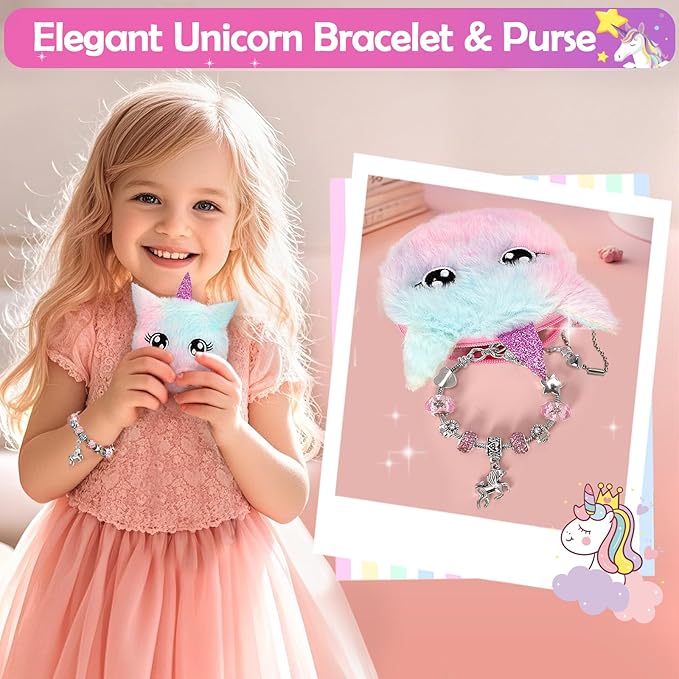 Unicorns Gifts for Girls 5 6 7 8 9 10+ Years Old, Kids Toys Set for Teens Girls Birthday Gifts Christmas, Unicorn Toys with Light Up Soft Plush Star Pillow, Diary Notebook, Headband, Water Bottle