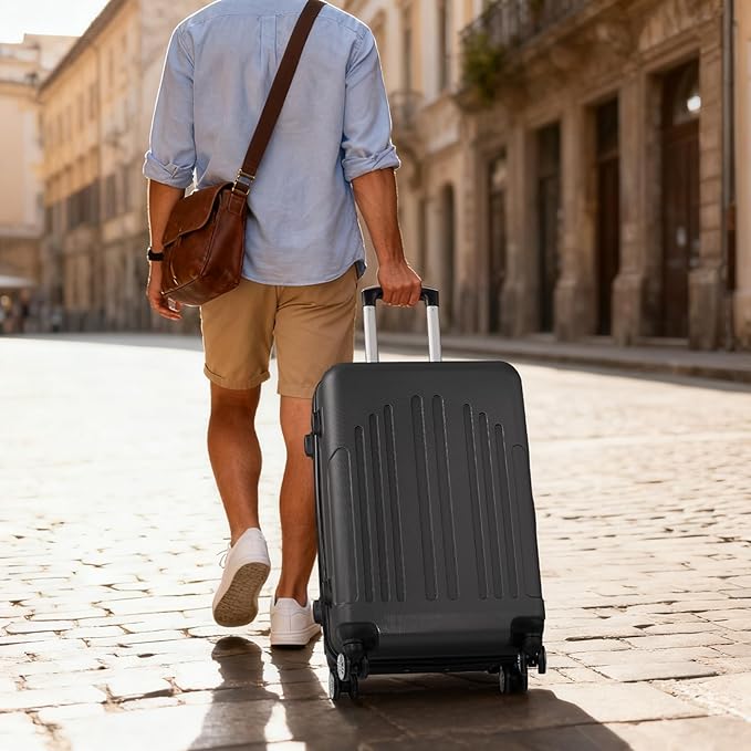 Karl home Carry On Luggage 22x14x9 Airline Approved, ABS Hardshell Suitcase with TSA Lock & Spinner Wheels, Durable Small Suitcase Rolling Luggage for Business Travel, Dark Grey