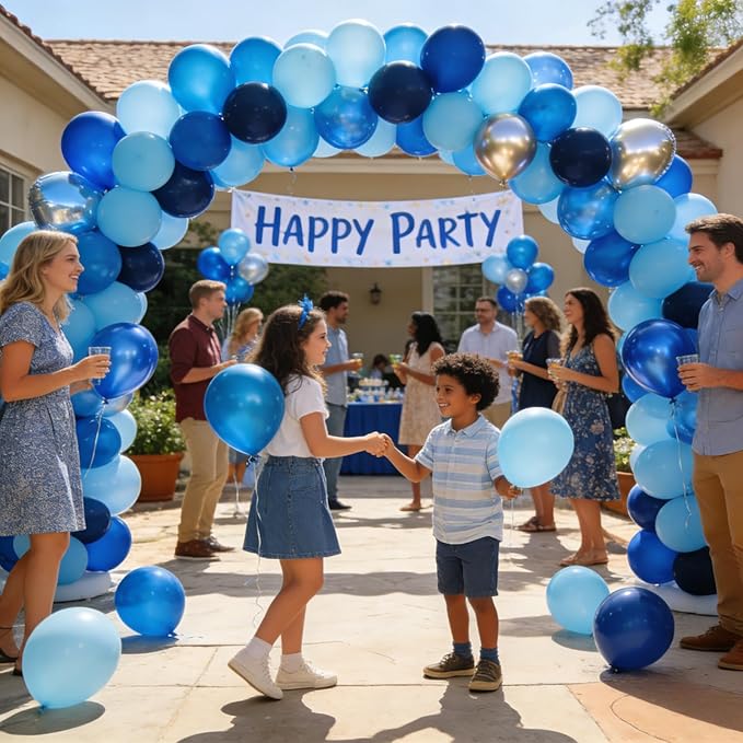 300 Pcs Blue Balloon Metal Blue Balloons, 12 Inch Navy Blue Light Blue Baby Blue Bulk Latex Balloon, for Birthdays Weddings Baby Shower Party Decorations