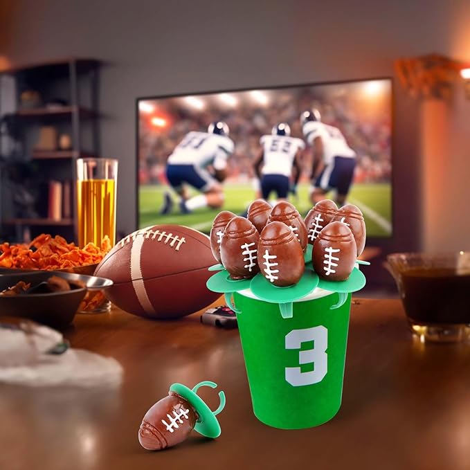 Football Ring Lollipops,Suckers Individually Wrapped Bulk for Birthday Party Candy Favors,Sports Ball Shaped Goodie Bag Fillers,30 Count