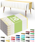 Pureegg Plastic Table Cloth Disposable 10 Pack, 54 x 108 Inch, Table Runner Style, Graduation Decorations 2026, Party Tablecloths, Rectangle, Plastic Cover, Leakproof & Sturdy, White Gold