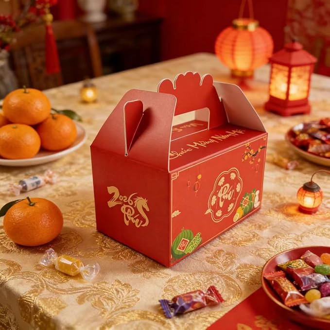 KYMY Vietnamese New Year Party Favor Boxes – 10PCS 2026 Tết Vietnam Lunar New Year Zodiac Horse Candy Treat Gift Boxes, Asian Spring Festival Goodie Holders for Party Decorations