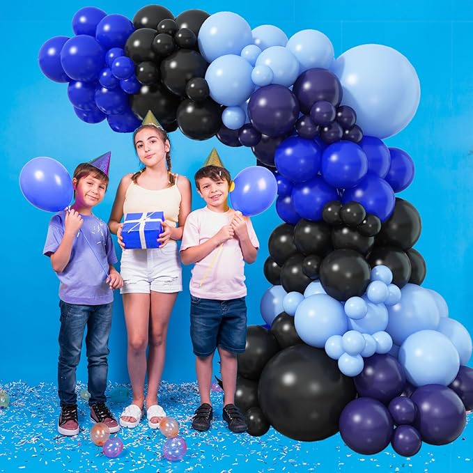 Blue and Black Balloon Arch Kit, 102 Pcs Navy Royal Latex Party Balloons Baby Light Blue Black Balloon Garland Kit for Graduation Boys Baby Shower Gaming Birthday Party Decorations