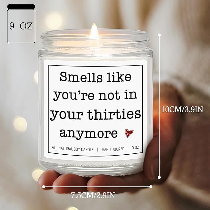 40th Birthday Gifts for Women Men, 40th Birthday Decorations Gifts for Women Men, 40 Year Old Birthdays, Lavender Scented Candle, 7oz