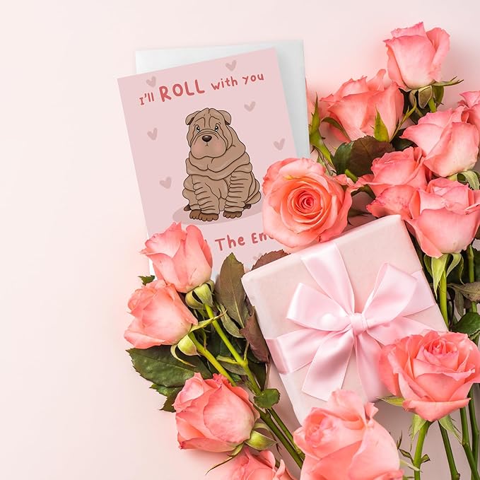 ALY LOU Mothers Day Card Anniversary Birthday for Mom Dad Wife Husband Girlfriend Boyfriend Stepmom Aunt Parents – Funny Punny Dog Greeting Card for Fathers Day – Blank Inside (Roll With You - Dog)
