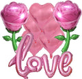 Pink Love Balloons Pink Heart Balloons and Pink Rose Balloons Valentine Balloons Valentine Party Balloons for Valentine Day Decoration Anniversary Party Decorations Theme Supplies Balloo