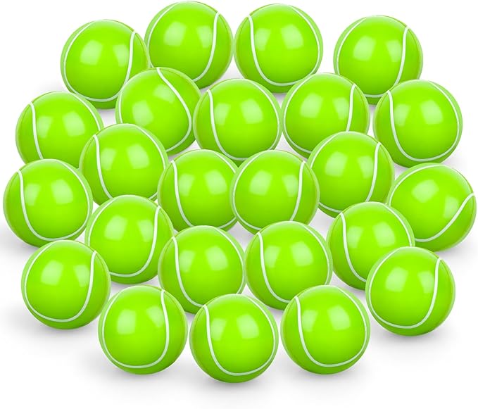 24 Pcs Tennis Bouncy Balls for Kids, 32mm Rubber Bounce Sport Balls Bulk for Party Favors, Goodie Bag Fillers, Easter Gift Bag Stuffers, Basket Stuffers, Classroom Prizes, Carnival Party Supplies