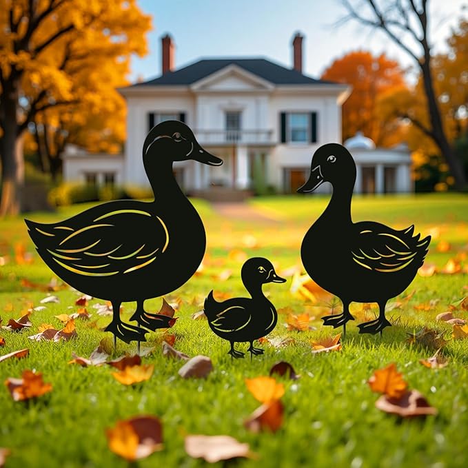 Duck Metal Decorative Garden Stakes Duck Gifts for Women/Men,Black Ducks Silhouette Statues for Garden Decor, Yard Art, Lawn, Pathway, Patio,Outdoor