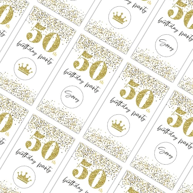REWIDPARTY White Gold 50th Birthday Party Scratch Off Game Cards（32 PCS）Happy 50th Birthday Party Scratch Cards Cheers to 50 Years Party Supplies Activity for Birthday Raffle Tickets Kids Adults