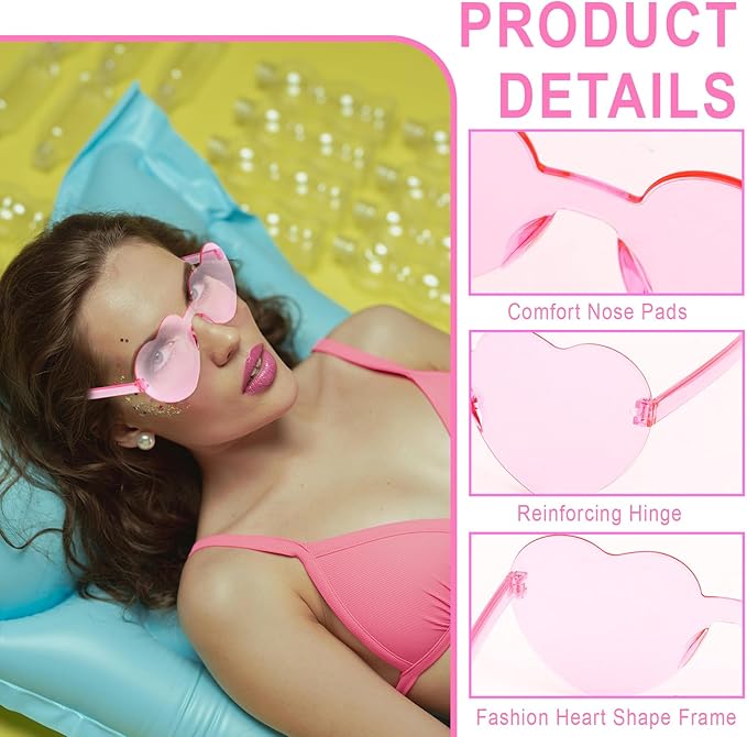 Heart Sunglasses 12/18/24 Pcs Heart Shaped Glasses for Women Cute Funny Party Glasses Party Favors Accessories