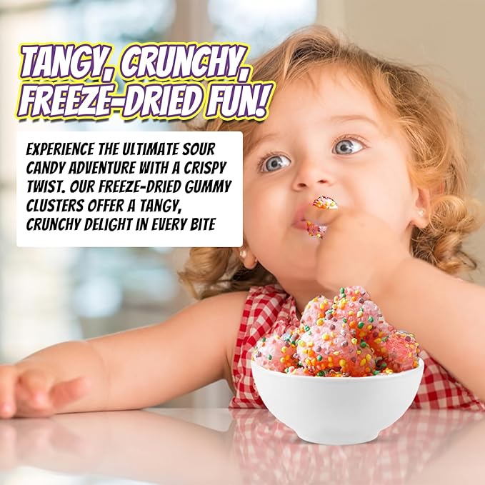 Bliss Life Freeze Dried Gummy Clusters Fruit Candy from TikTok, ASMR Crunchy Candy, Sweet and Sour Kids Snacks, Unique Novelty Snack for Kids 3OZ