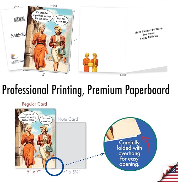 NobleWorks Funny Birthday Paper Card with 5 x 7 Inch Envelope (1 Card) Bday Salad Bar C11061BDG