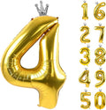 Gold Number 4 Balloon with Crown, 40 inch Gold Number Balloon 4th Birthday Party Decoration gold Crown Balloons 0-9 for Birthday Party Anniversary Decorations Supplies