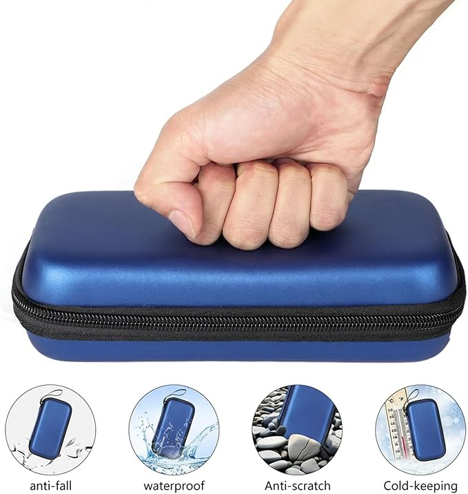 suzamed Insulin Cooler Travel Case,EVA Insulation Travel Medicine Kit with 2 Ice Packs for Diabetes Care,Insulin Pen and Other Diabetic Supplies (Blue)