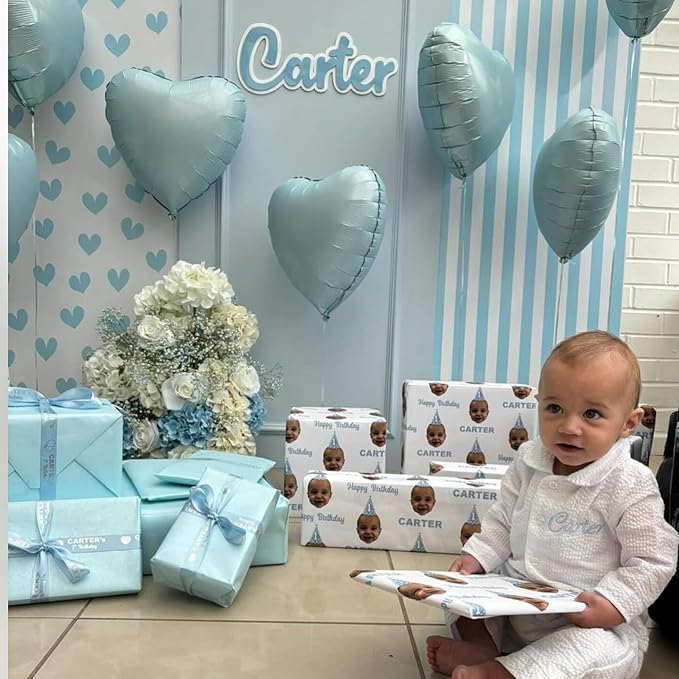 Baby Blue Heart Balloons,10Pcs Cream White Blue Foil Heart Shaped Balloons,18Inch Sand White Pastel Blue Helium Balloon for Valentines,Engagement,Birthday,Baby Shower,Wedding Party Decorations