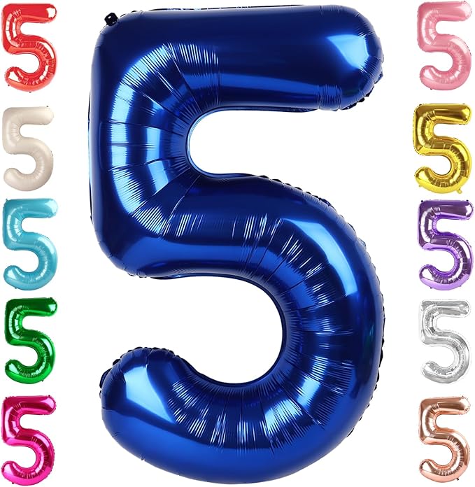 Balloon Numbers 40 Inch 5 Ballon for 5th Birthday Decorations, 15 25 35 50 Big Navy Blue Number Balloons for Wedding Photo Shoot Party Decor