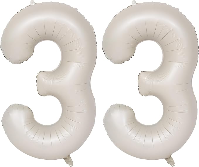 40 In Cream white Number Balloons Helium Foil Mylar Balloon Birthday Party banquet Decoration Digital 33