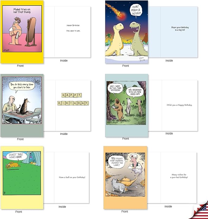 NobleWorks 20 Assorted Box Set Funny Birthday Greeting Cards w/ 5 x 7 Envelopes For Men, Women (20x1 Designs) Bday Funny Ages AC8714BDG-B1x20