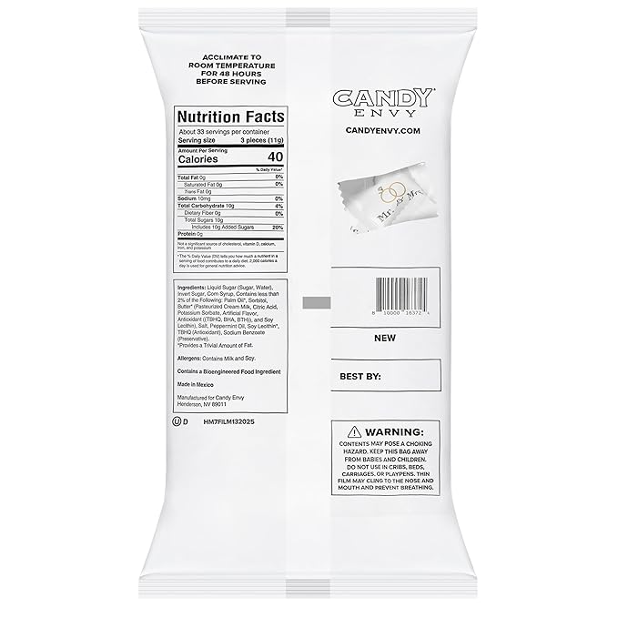 Candy Envy - Mr. and Mrs. Buttermints - 10 Bags Casepack with Approximately 100 Mint Per Bag - Wedding Candy Party Favors