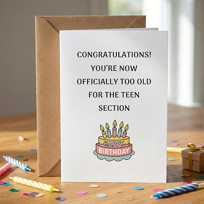 KINGNAME Funny Birthday Card for Adults, Cautionary Tale Humor, Sarcastic Aging Joke Card for Friends Family Coworkers