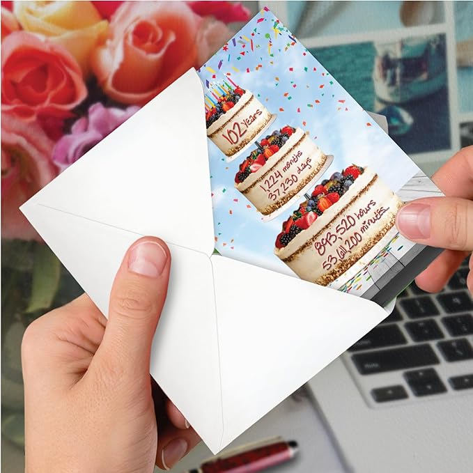 NobleWorks - Milestone Birthday Greeting Card with Envelope (4.63 x 6.75 Inch) - 102 Year Time Count C2775MBG