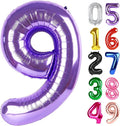 Purple Number 9 Balloon 40 Inch, 9th Birthday Party Decorations for Children, Giant 9 Foil Balloon for Party Supplies