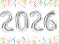Silver Number Balloons, 40 Inch 2026 Number Balloons, New Years Decorations, 2026 Balloon for Graduation Happy New Year and 2 6 20 26 Birthday Parties