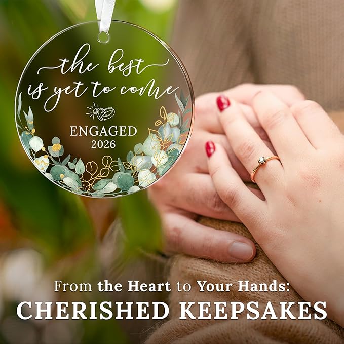 HEXMOZ Engagement Gifts for Couples - Engagement Gift for Women, Newly Engaged Couples, Her - Fiance Gifts for Women - Bride to Be Gift, Engaged Acrylic Ornament 2026 Party Decorations