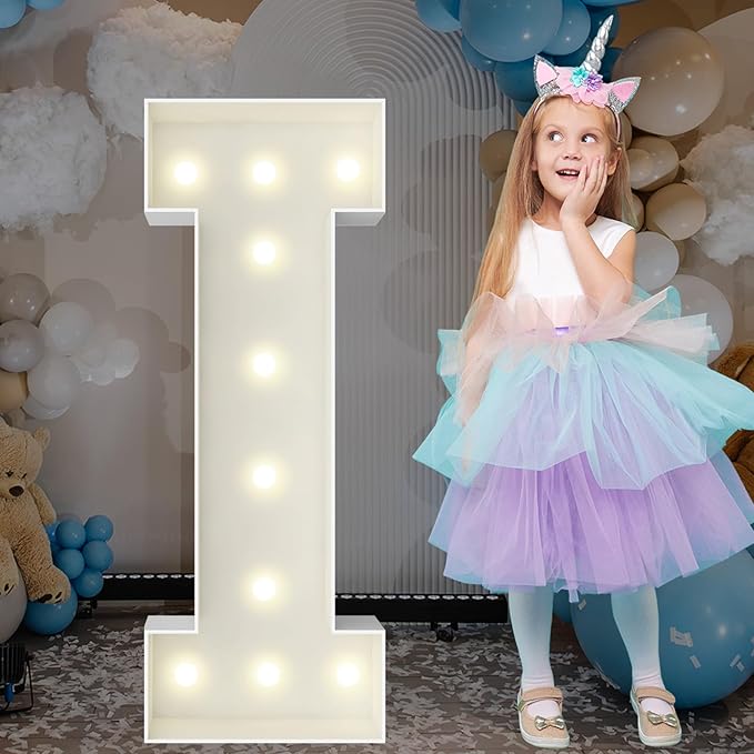 3FT Marquee Light Up Letters, Large Marquee Letters, Pre-cut Foam Board Letter I for Engagement Wedding Decorations Birthday Party Backdrop Decor, Balloon Arch Kit