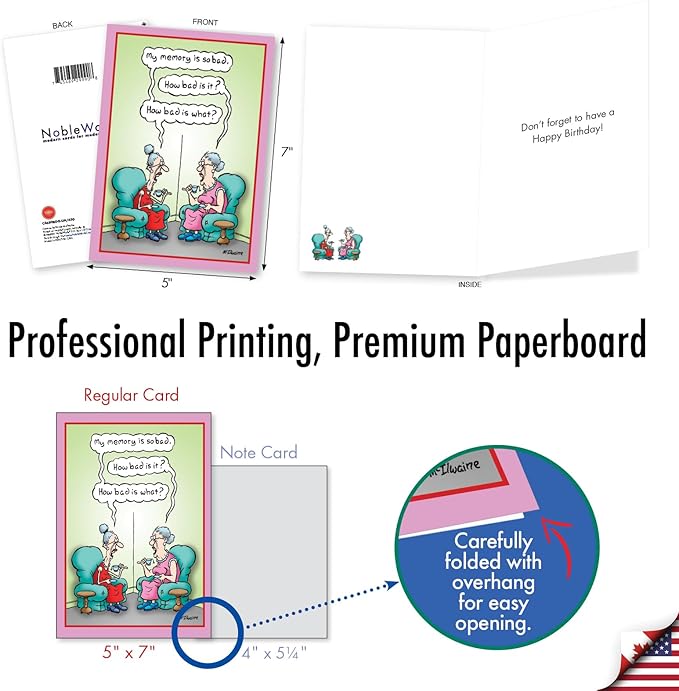 NobleWorks Funny Birthday Greeting Card with 5 x 7 Inch Envelope (1 Card) Bday Bad Memory C3680BDG-UA