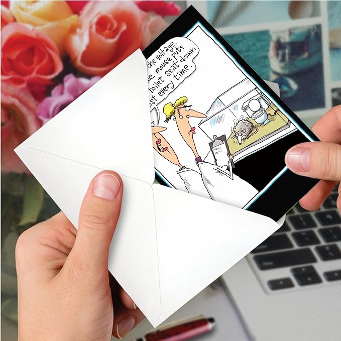 NobleWorks - Funny Birthday Greeting Card with 5 x 7 Inch Envelope (1 Card) Bday Mouse Shocks 4329