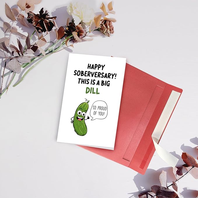 SuperShunhu Funny Sobriety Card for Him Her, Humorous Sober Card for Women Men, Sober Anniversary Card for Friends Family, Happy Soberversary Card, Adorable One Year Sober Card