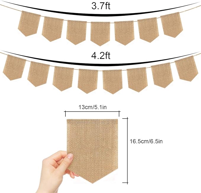 15pcs Hand-Painted DIY Burlap Banners - for Kid Adults Party Decor
