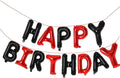 KALOR Black and Red Happy Birthday Balloons Banner, 16 Inch Mylar Foil Letters Balloon Sign for Birthday Party Decorations Photo Booth Backdrop