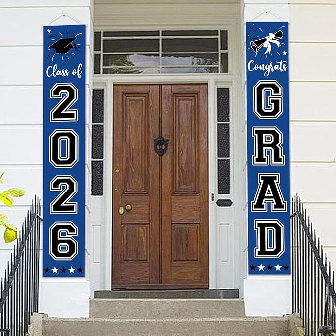 Graduation Decorations Class of 2026 Hanging Grad Banner, Graduation Decorations Class of 2026 for Any Schools or Grades (blue)