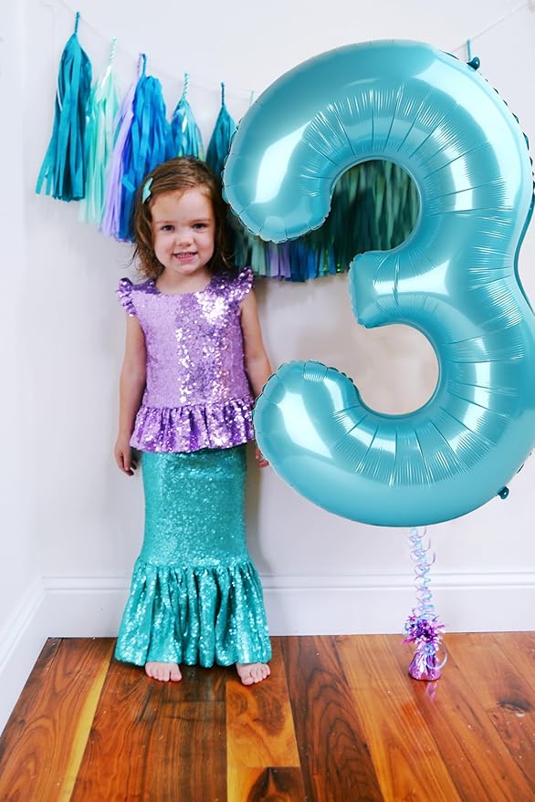 2 Numbers Balloon 40 Inch Pastel Blue Two Balloon Number Birthday Decor, 2nd 12 21st Party Celebration Decorations Graduations Wedding Baby Shower