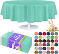 Grandipity 12 Pack Premium Disposable Plastic Tablecloth 84" Inch Decorative Round Table Cover - Aqua