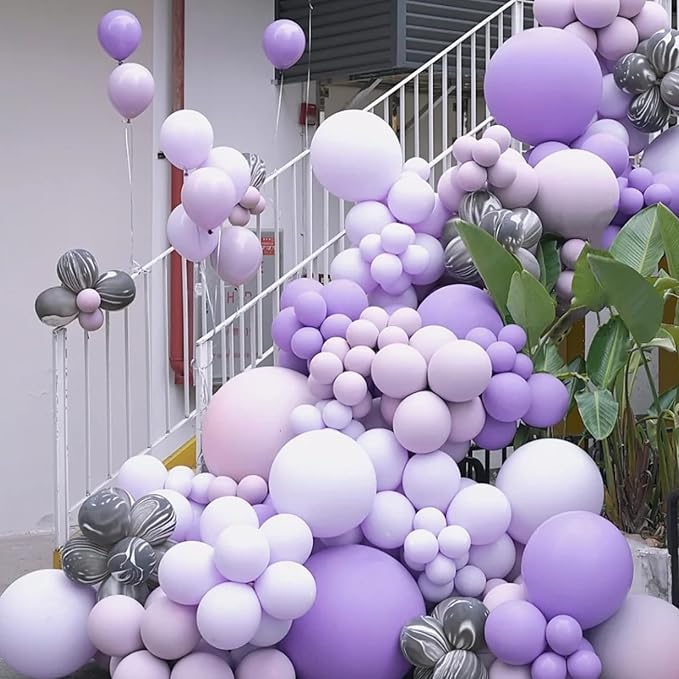 105pcs Pastel Purple Balloons 12inch Party Latex Balloons for Boys Girls Birthday Baby Shower Gender Reveal Wedding Sunflower Party Decorations