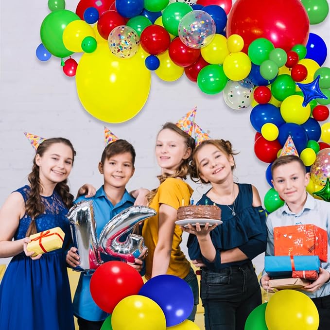 Red Blue Green Yellow Balloons 100 Pack 12 Inch Matte Blue Yellow Red Green Latex Balloon for Carnival Circus Balloon arch Kids Birthday Baby Shower Party Decorations