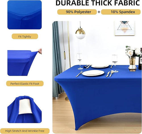 10-Pack 6ft Spandex Table Covers for Rectangle Standard Folding Tables - Wrinkle Resistant Stretch Tablecloths - Ultimate Fitted Table Protector for Parties, Banquet, Wedding