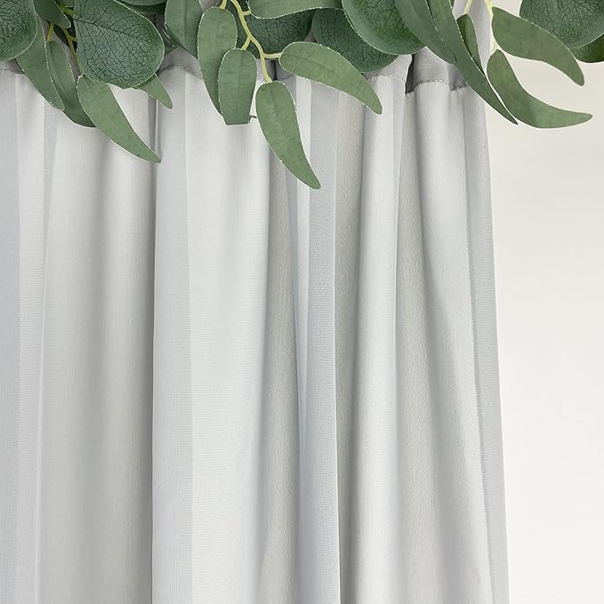 EHLDekol Sheer Chiffon Backdrop Curtains 10ft x 10ft(5ft x 2Panels)， Chiffon Fabric Drapes for Wedding, Long Sheer Curtain for Living Room, Arch Party Stage Decoration (Grey, 120 x 120 Inch)