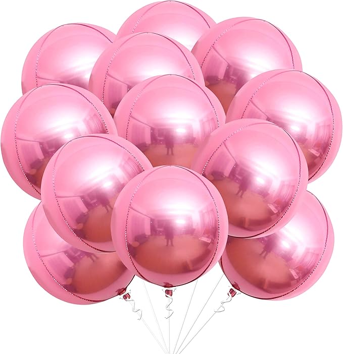 KatchOn, Pink Foil Balloons - 22 Inch, Pack of 12 | Metallic Pink Balloons, Foil Balloon for Pink Party Decorations | Bridal Balloons for Bridal Shower, Gender Reveal, Birthday Party, Bachelorette