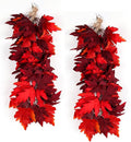 Halloween Garland Decor Indoor Table Decorations Fall Wall Hanging Artificial Black Maple Leaf Vine Decorations for Home (2 Pcs Red, Set)