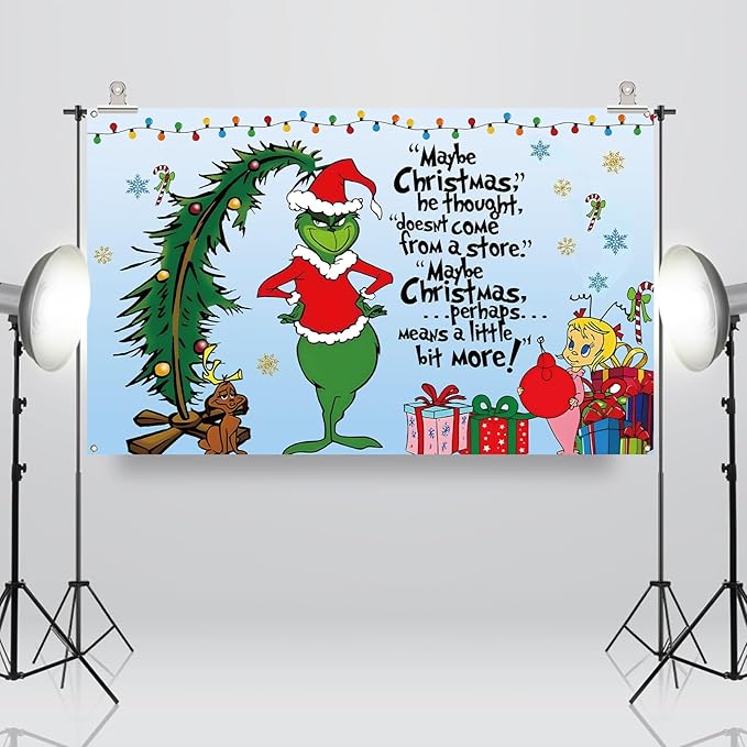 Sunwer Merry Christmas Photo Booth Backdrop Green Elf Winter Holiday Party Decor Xmas Indoor Outdoor Wall Hanging Background Decoration Supply (7×5ft)