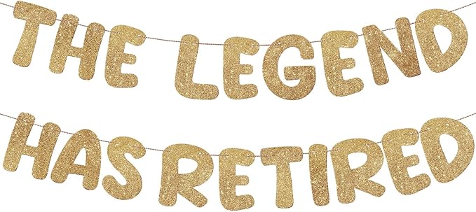 Fulmoon Pre Strung the Legend Has Retired Glitter Banner 9.8 ft Retirement Banner Retirement Party Decorations Garland Bunting for Men Women Gifts, No DIY(Champaign Gold)