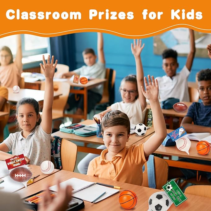 16 PCS Stress Balls Party Favor for Kids 8-12 Goodie Bag Stuffers Squeeze Toys Classroom Prizes for Kids Pinata Stuffers Boys Birthday Easter Eggs Fillers Gifts Sport Foam Bouncy Balls Bulk Small Toys