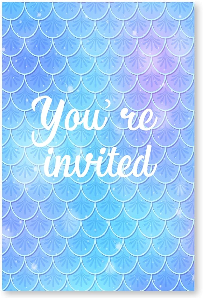Soiceu Cute Little Mermaid 1st Birthday Party Invitations with Envelopes Set of 20 Girl Oneder the Sea Mermaid 1 Year Old First Birthday Party Invites Fill in Blank