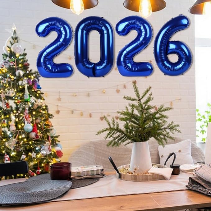 Number 2026 Balloons, 40 Inch Number Balloons, New Years Decorations, 2026 Navy Blue Balloon for Graduation Happy New Year and 2 6 20 26 Birthday Parties