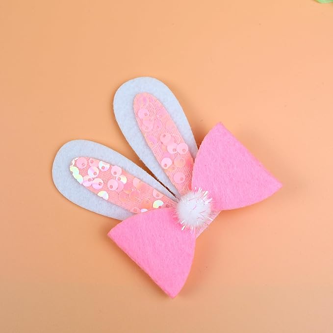 Needzo Easter Bunny Ears Hair Accessories, Pink and White Spring Items for Egg Hunts and Parties, One Size
